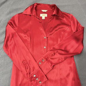 - BEAUTIFUL - Talbots Red Silk Blouse